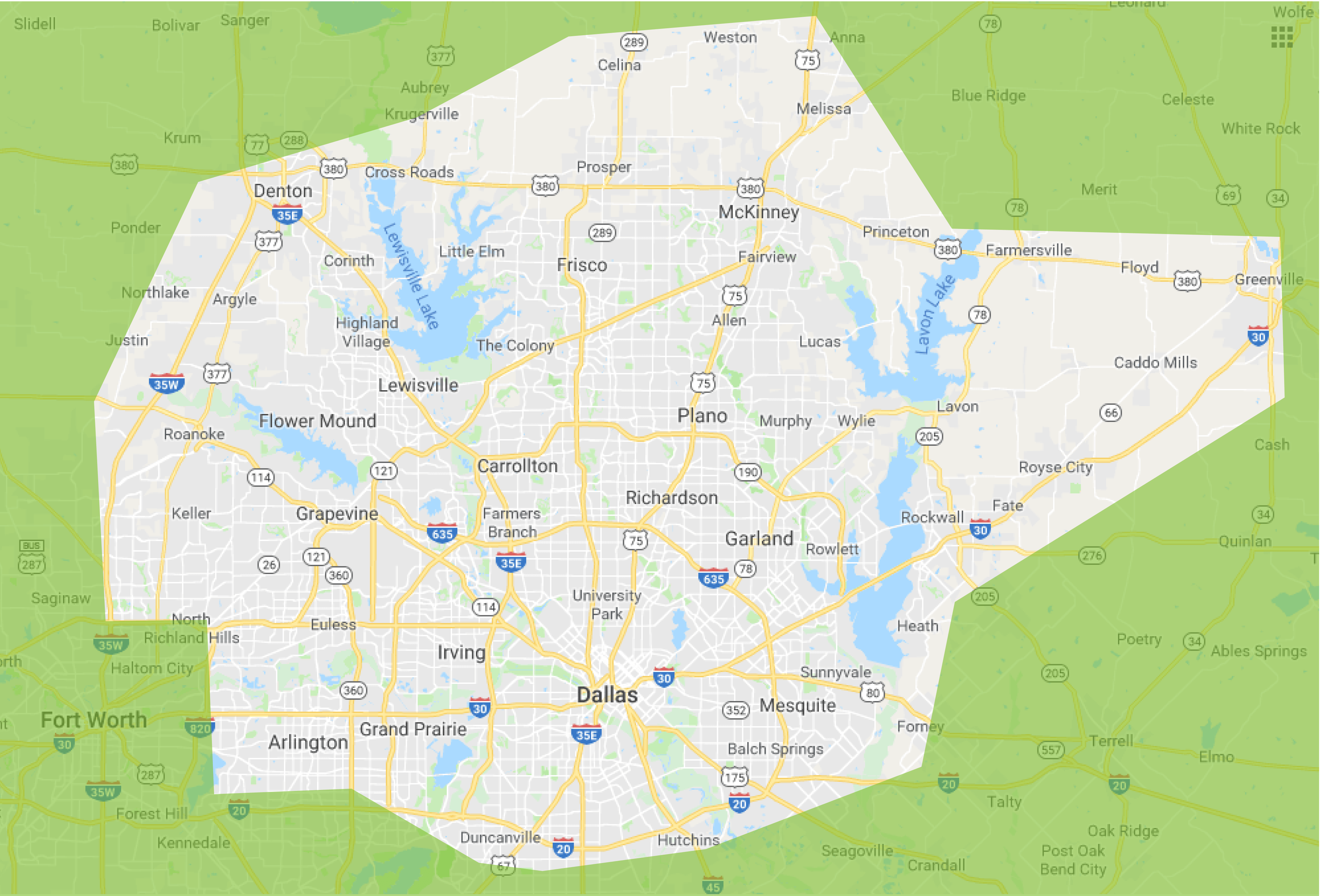 Dallas And Surrounding Area Map Maping Resources