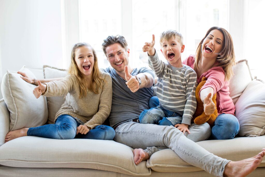 Happy family with clean air in their home